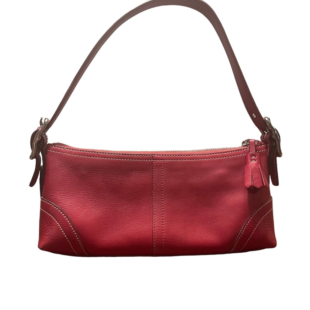 Vintage Coach Baguette Red Leather Shoulder Bag